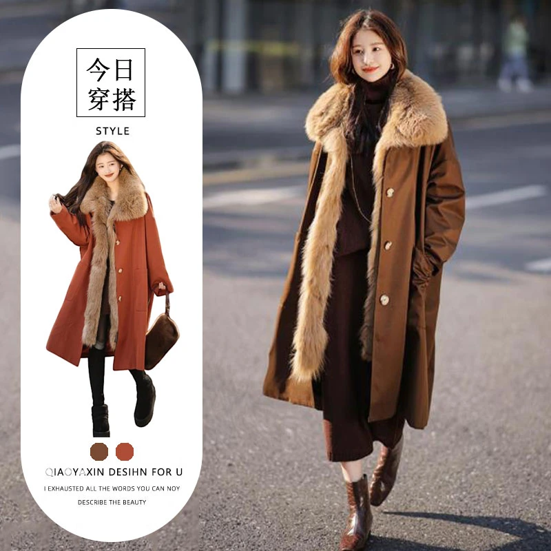 2025冬季新款可拆卸派克服女加厚毛茸茸中长款外套爆款洋气大衣潮