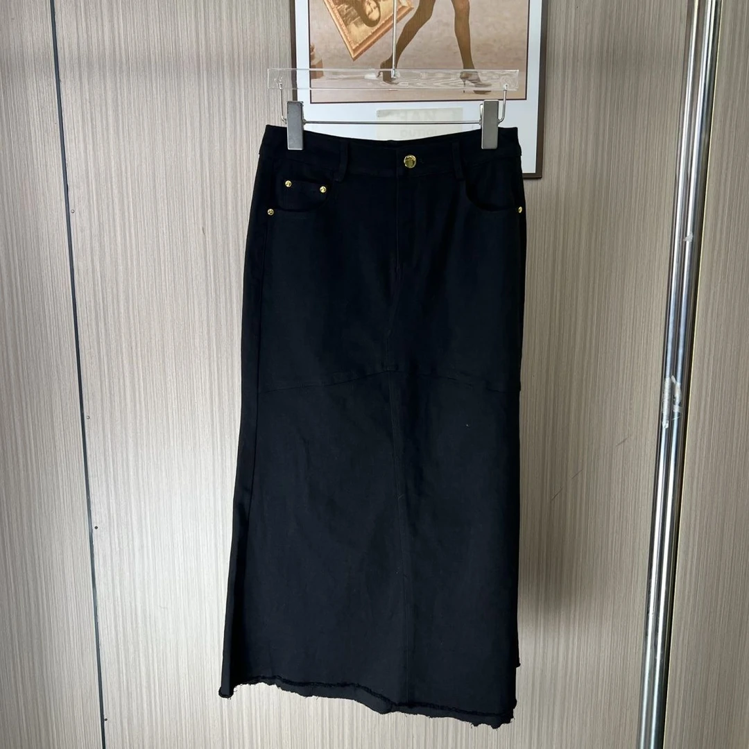 4151撤柜KK时尚中长款牛仔半身裙