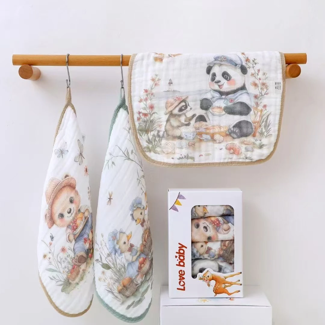 30*30一体数码印花口水巾