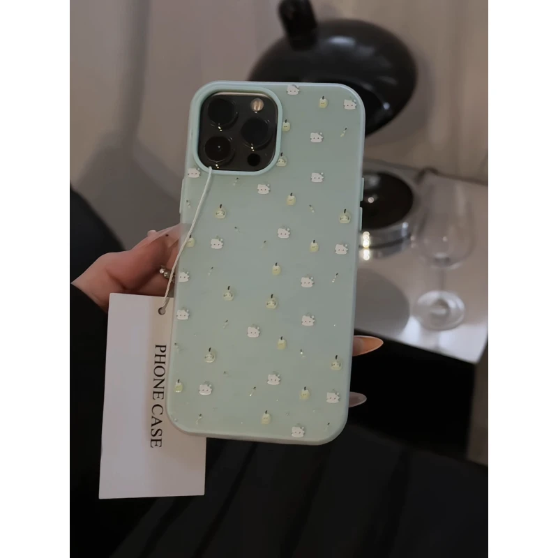满屏青苹果kitty适用苹果16pro创意iPhone15果冻手机壳华为60防摔