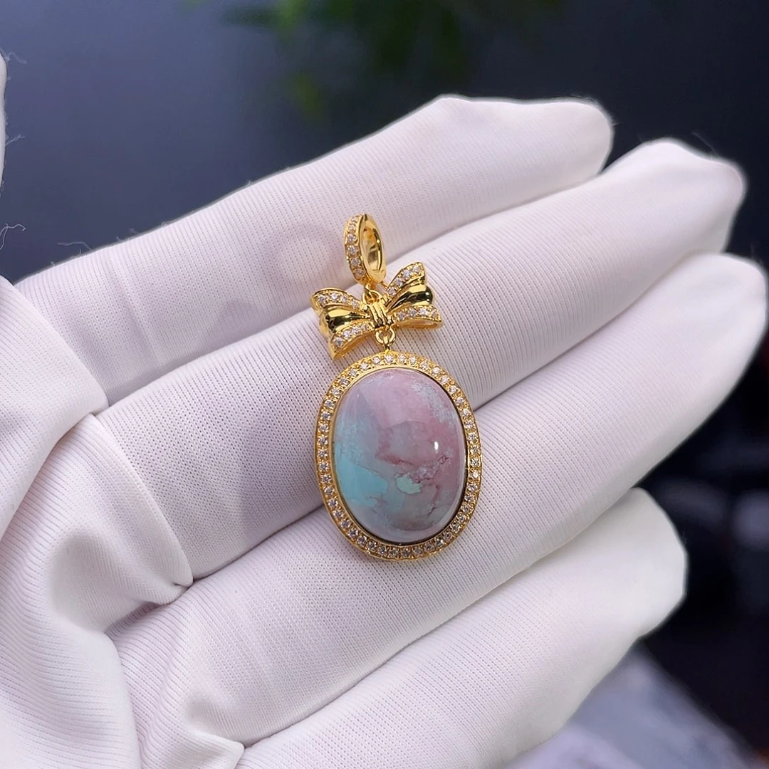 绿松石珠宝奇石18K金镶嵌