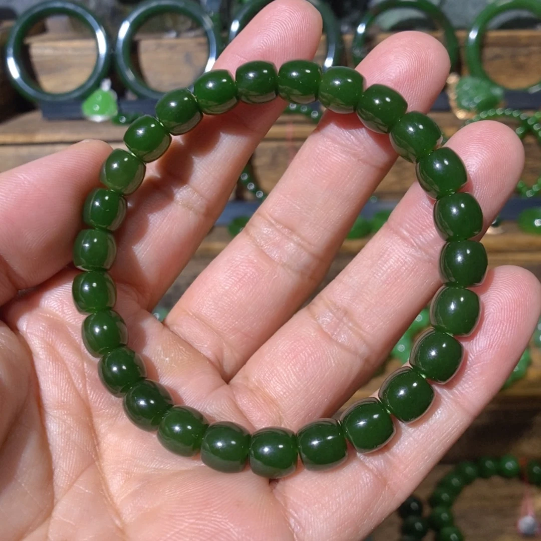 【闪购商品】吊坠(不含链)未镶嵌和田玉俄七菠菜绿手串7.9