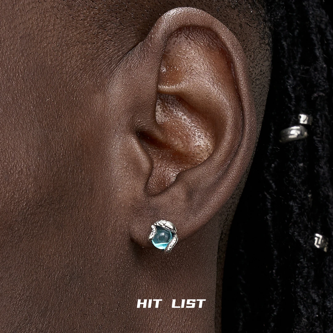 合金耳饰 蓝色耳钉灵蛇高级清冷感轻奢美杜莎之瞳锆石耳饰百搭