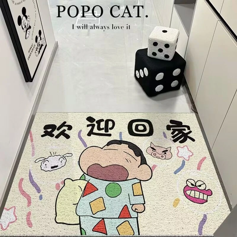 蜡笔小新丝圈地垫入户进门玄关蹭土脚垫门口家用除尘可裁剪地毯