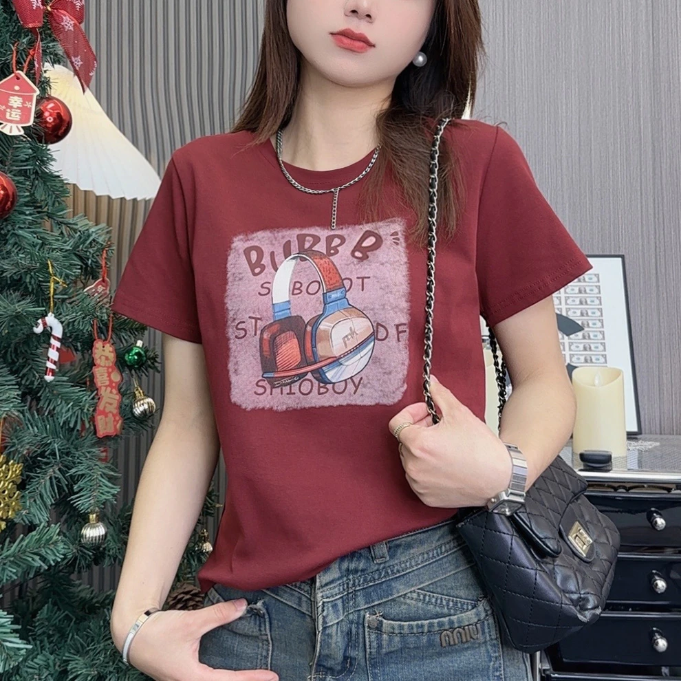 耳机设计舒适显瘦休闲夏季上衣韩版小众t恤显瘦修身百搭2女式