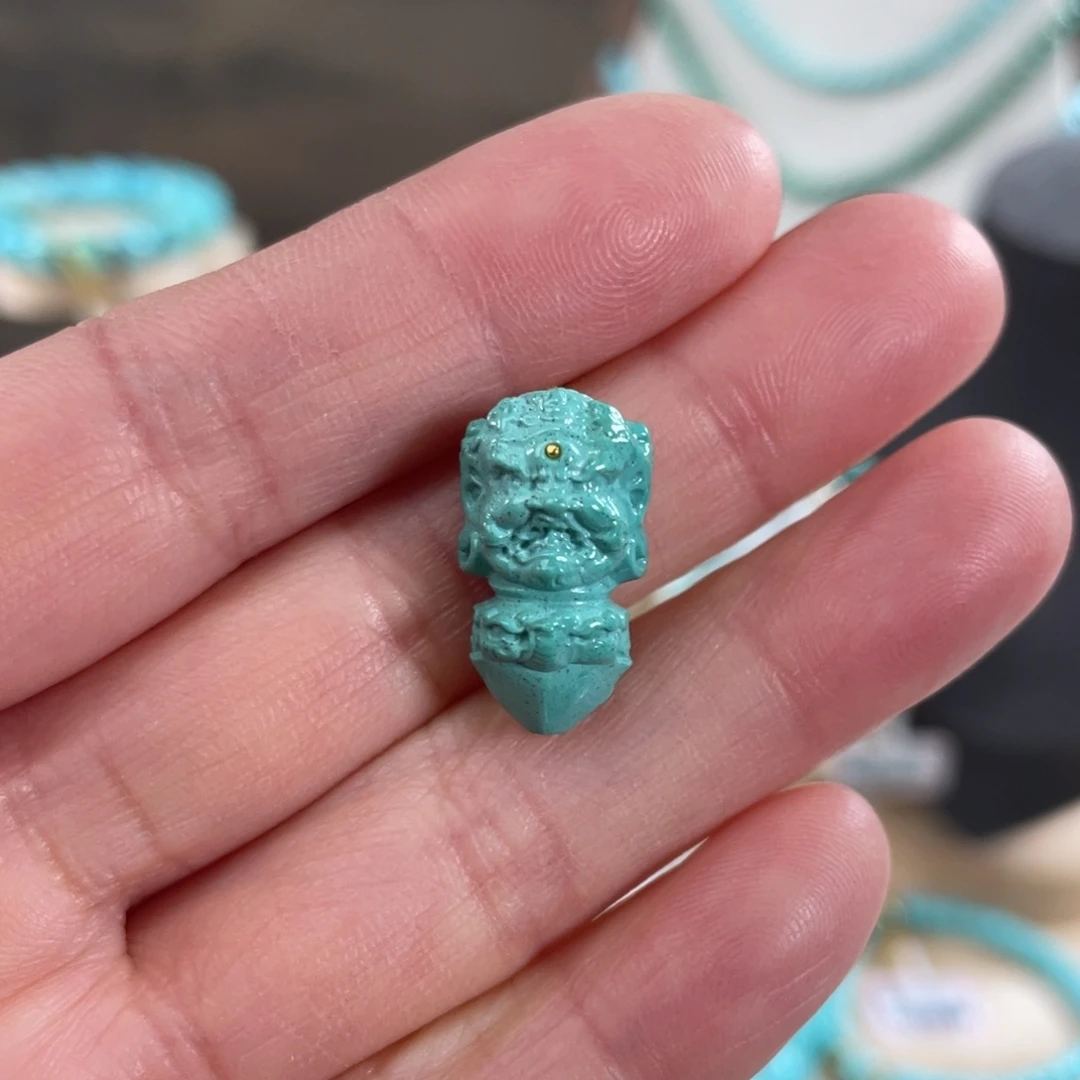 绿松石未镶嵌套链10*19瓷釉级大黑天