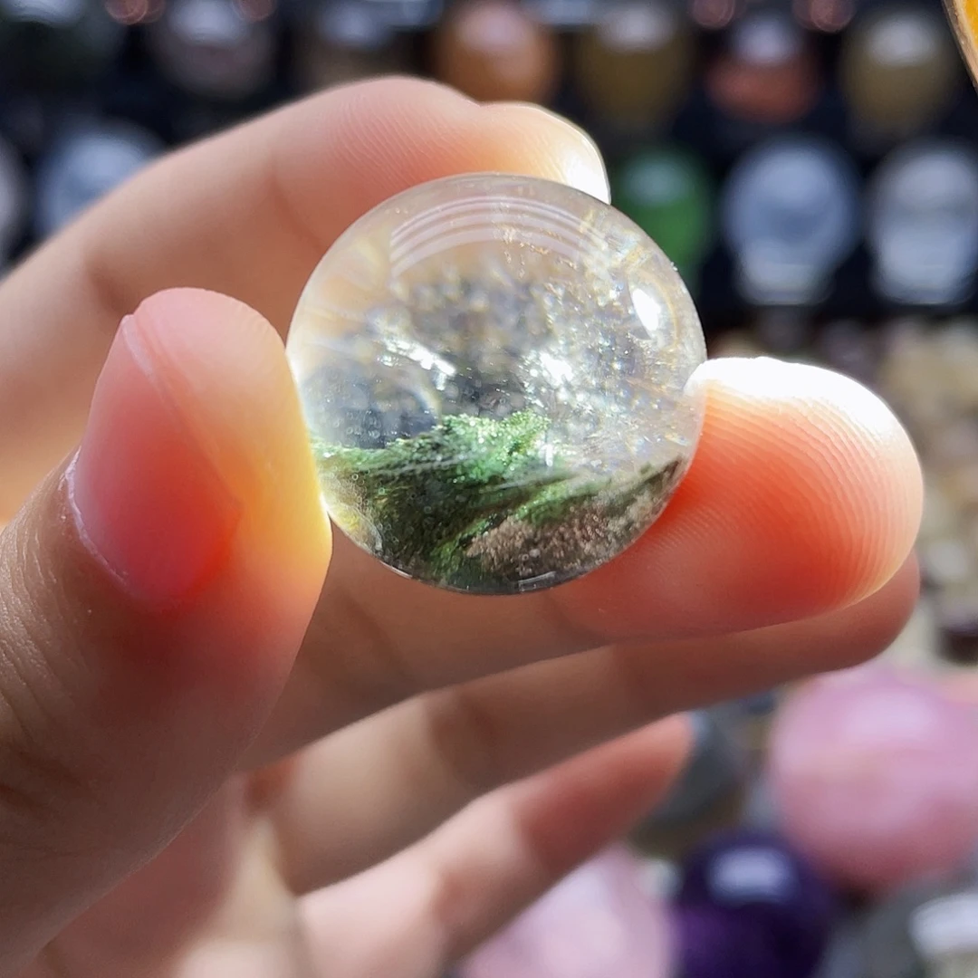 未镶嵌珠宝半成品水晶天然绿幽灵21.6mm