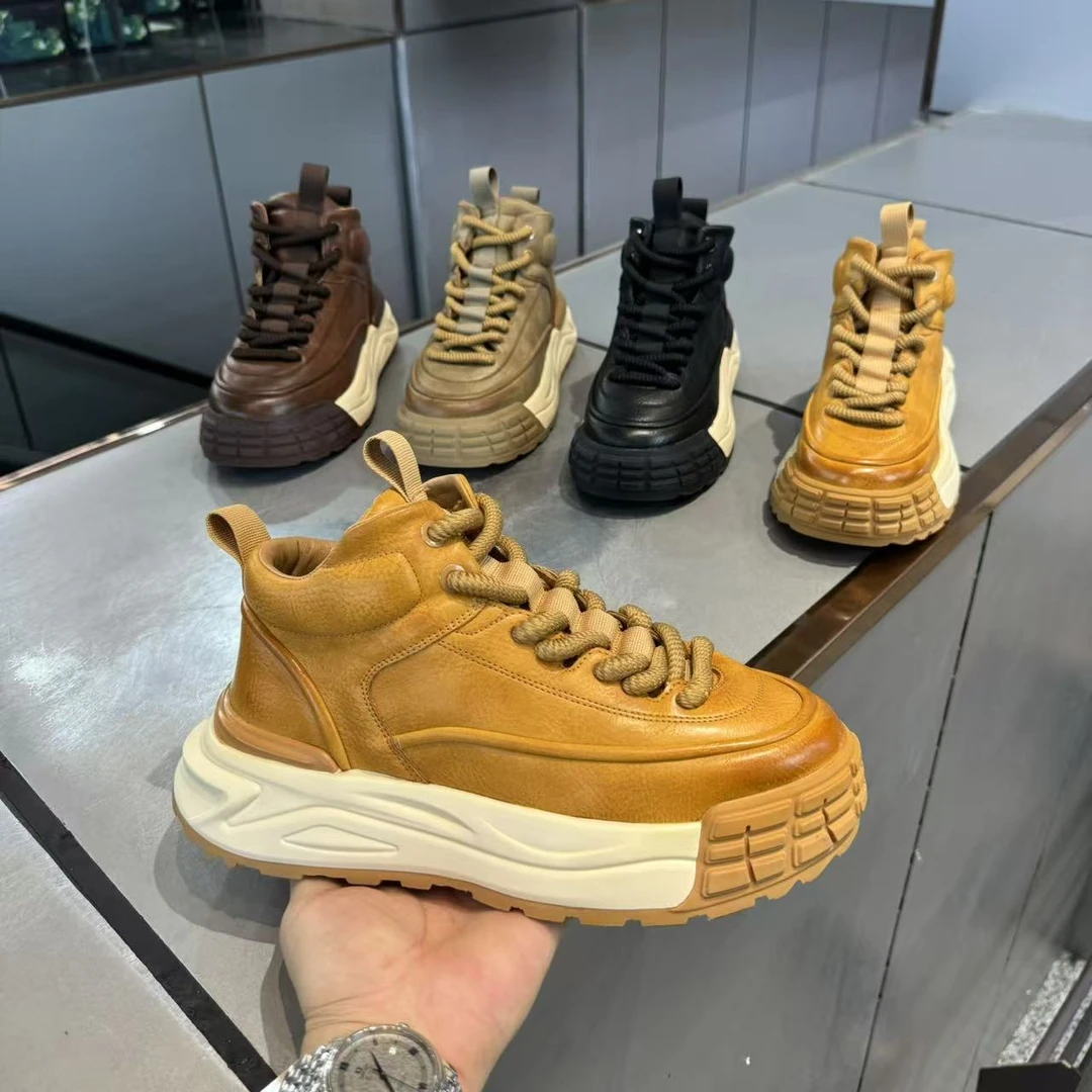 75828冬季新款男士加绒保暖高帮棉鞋时尚百搭耐磨雪地工装休闲鞋