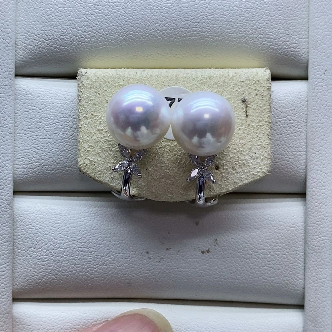 银S925镶嵌耳饰淡水珍珠