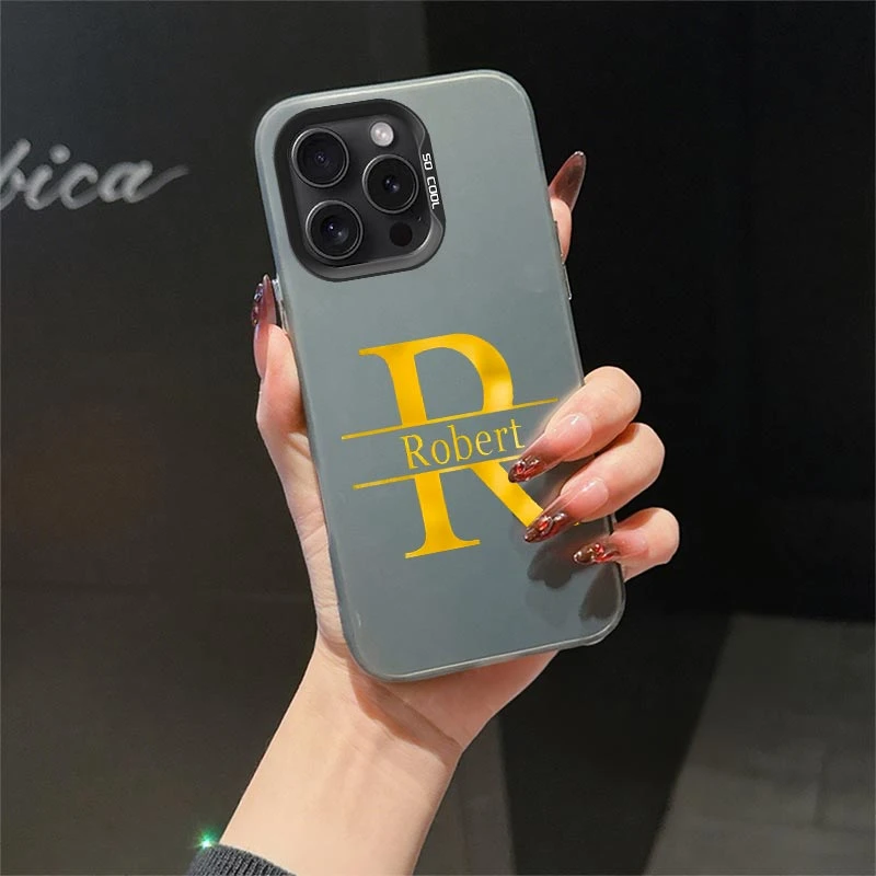 【苹果】金色Robert图案适用苹果系列iphone16/15/14手机壳全包防摔