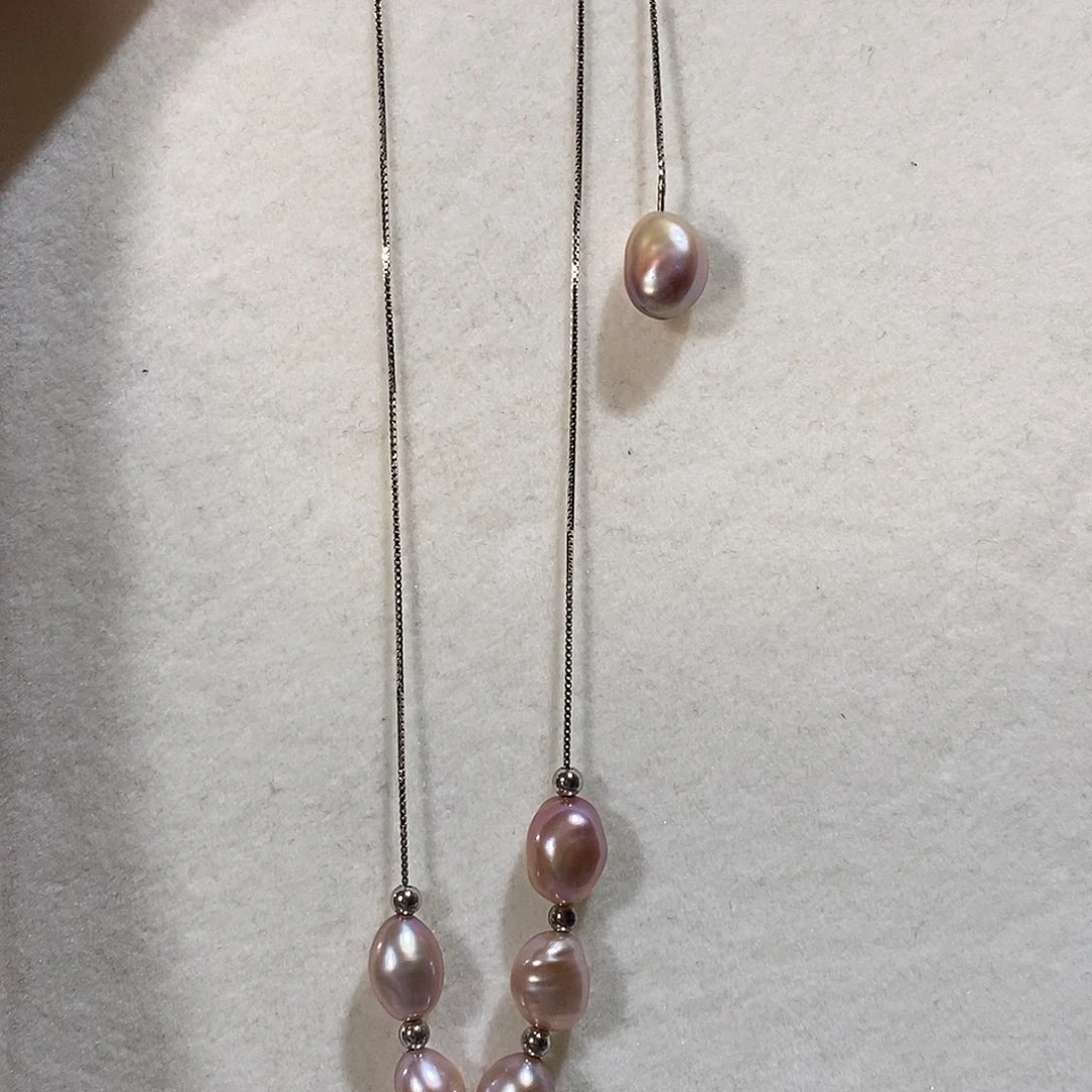 淡水珍珠耳饰钛钢微笑链