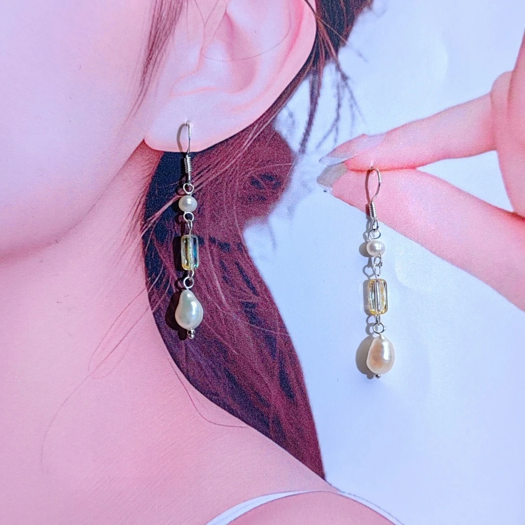 中国风淡水珍珠耳坠原创耳饰气质耳环双珠小众设计感耳钩