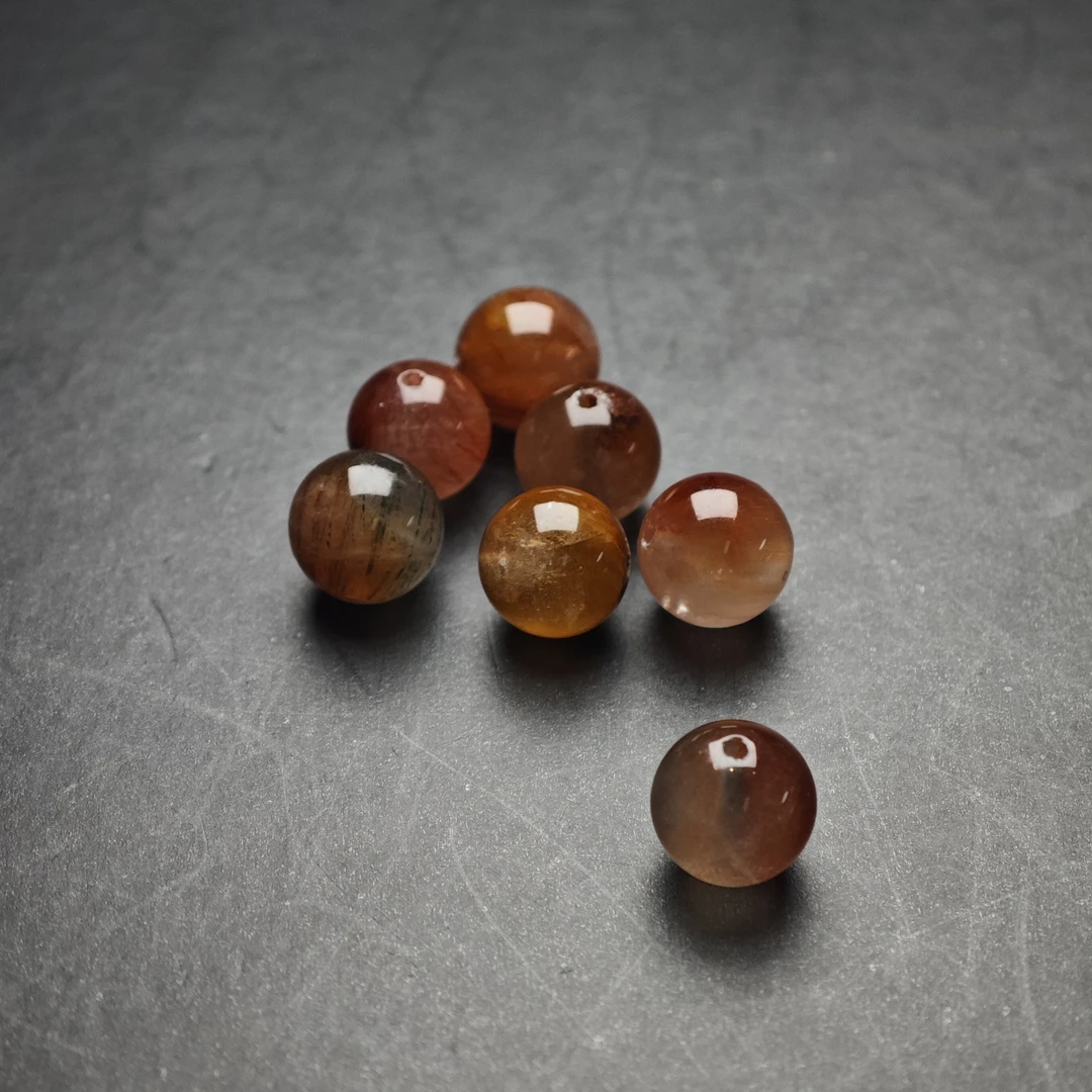 晶匠天然彩兔毛单珠9-10mm+ 多样性发其一BB5338 简约 DIY珠料