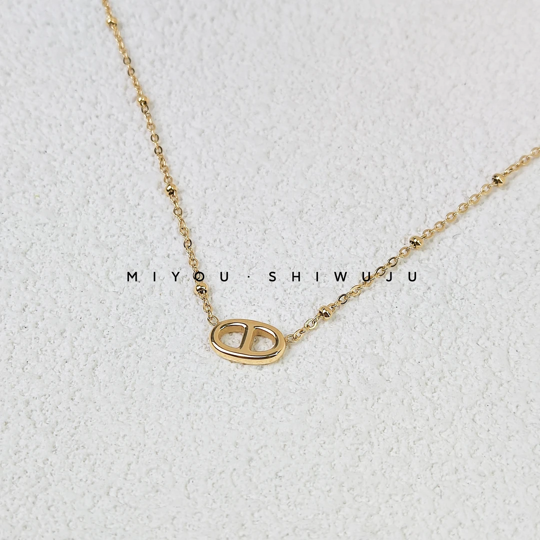 钛钢项链 金色猪鼻子项链气质轻奢时尚百搭简约