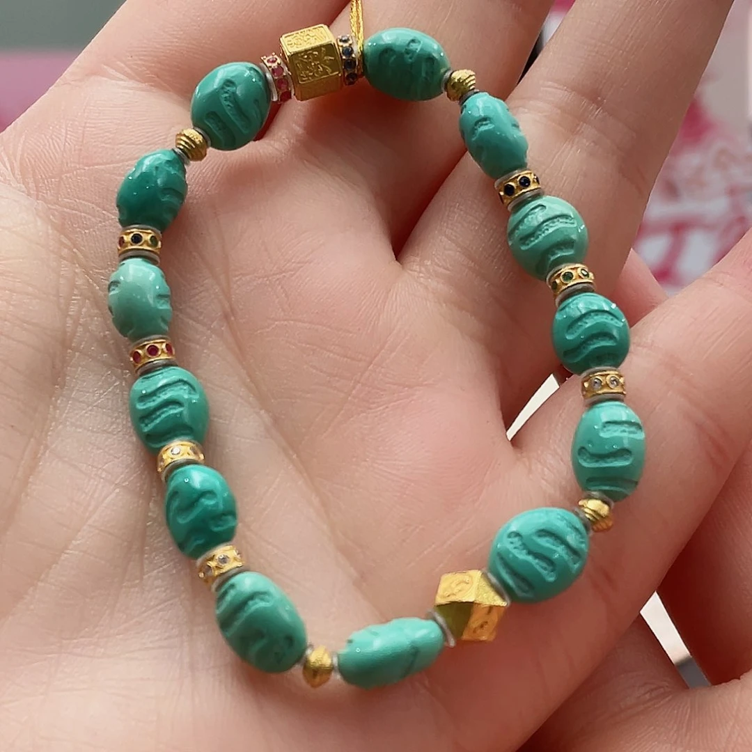 绿松石颈饰18K金镶嵌