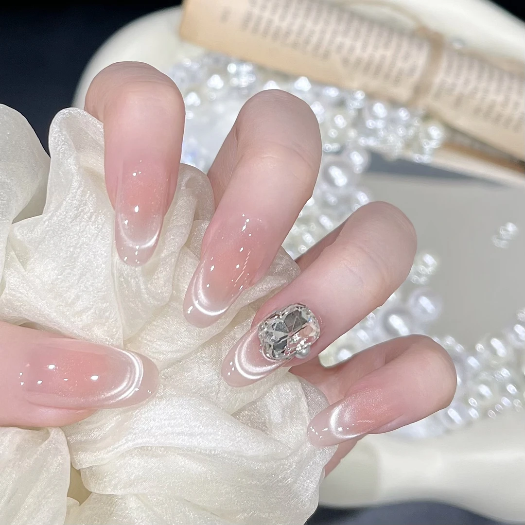 【银河之梦】高级设计感系列 华子显白微笑法式猫眼手工穿戴美甲