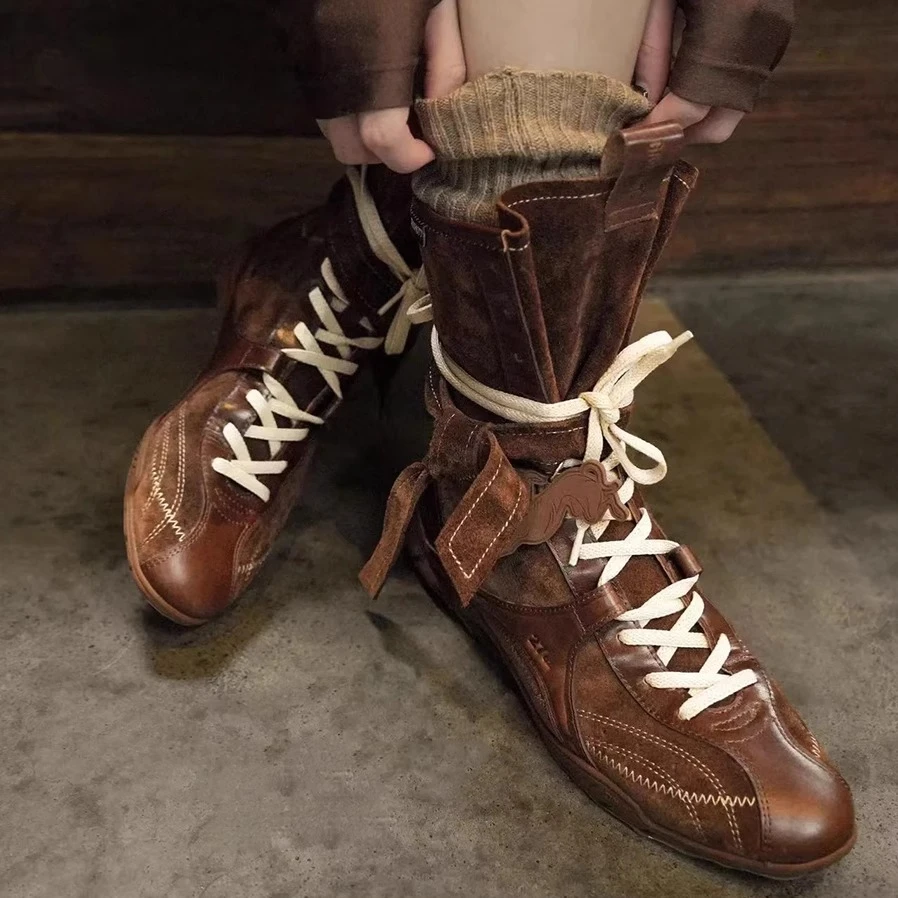 【CBMT官方正品】上脚真的显瘦~小众猎装内增高小个子拳击靴女真