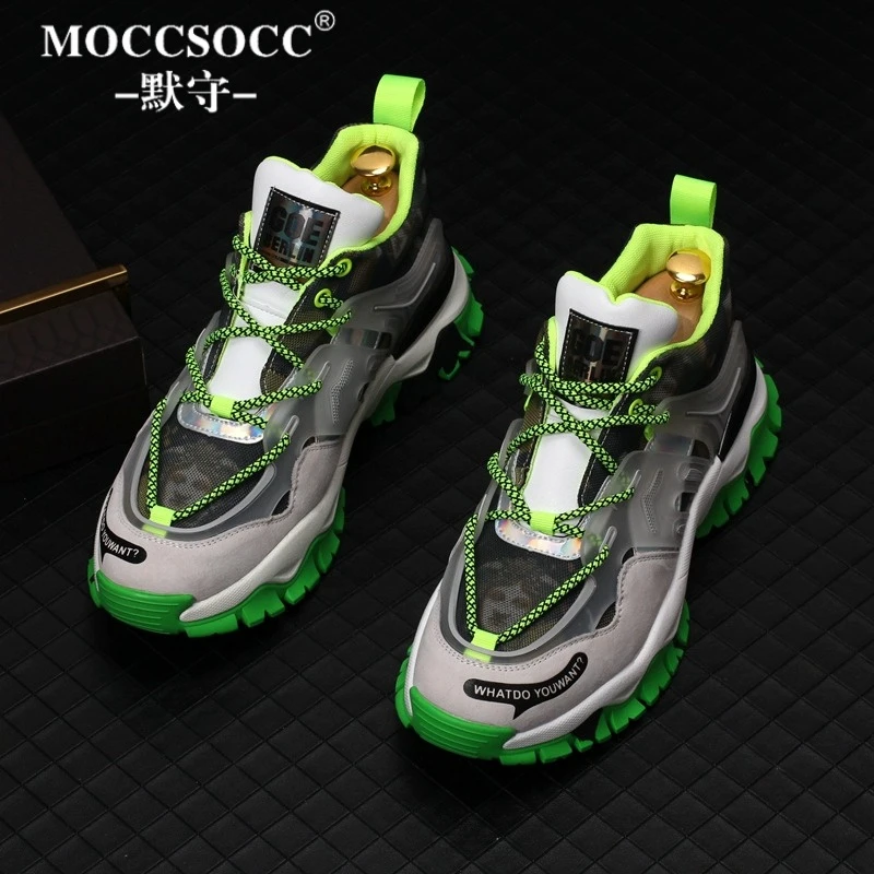 MOCCSOCC老爹鞋男款时尚个性运动鞋增高厚底男鞋潮流百搭休闲鞋男