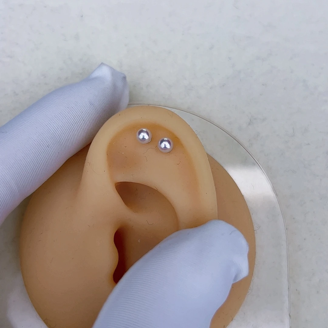 海水珍珠海水akoya天女耳钉3-4mm银S925镶嵌