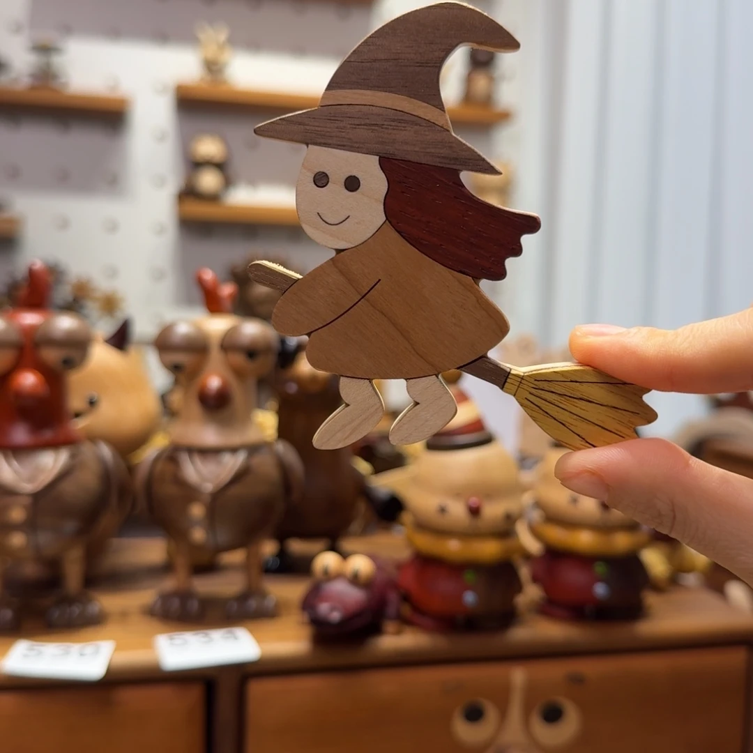 木女巫冰箱贴木制