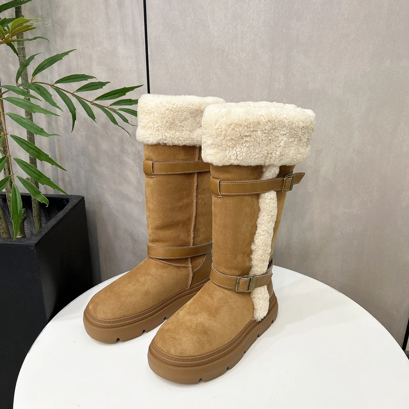 长筒雪地靴女冬季加绒加厚保暖厚底防滑皮毛一体棉鞋子A156-108D