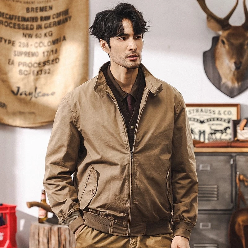 美式复古飞行员工装外套男士春秋潮牌高端新款休闲行政夹克男短款