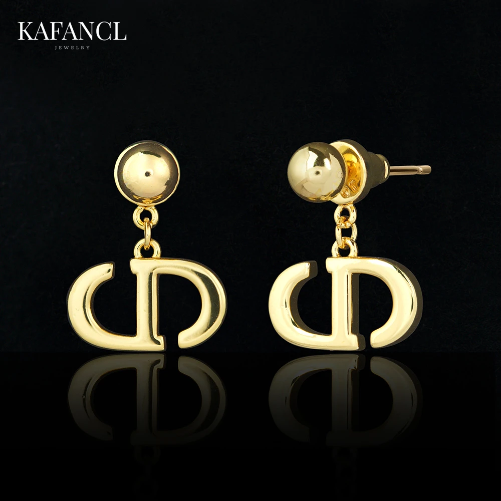 红楼  925银针 镀K金 字母D流苏耳饰  ZF-A642