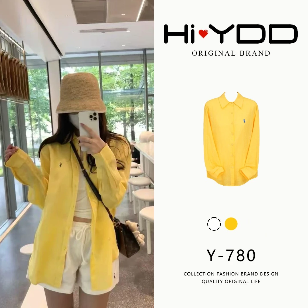 YDD•「Y-780」多巴胺小马标度假风发财黄衬衫上衣MM-9988