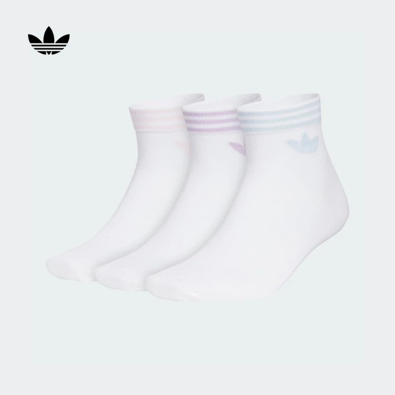 阿迪达斯官方三叶草 抗菌三双装经典舒适袜子女新款adidas KA9278