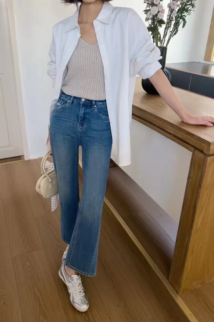 M.Duo【98160】2025春季时尚百搭显瘦九分微喇裤