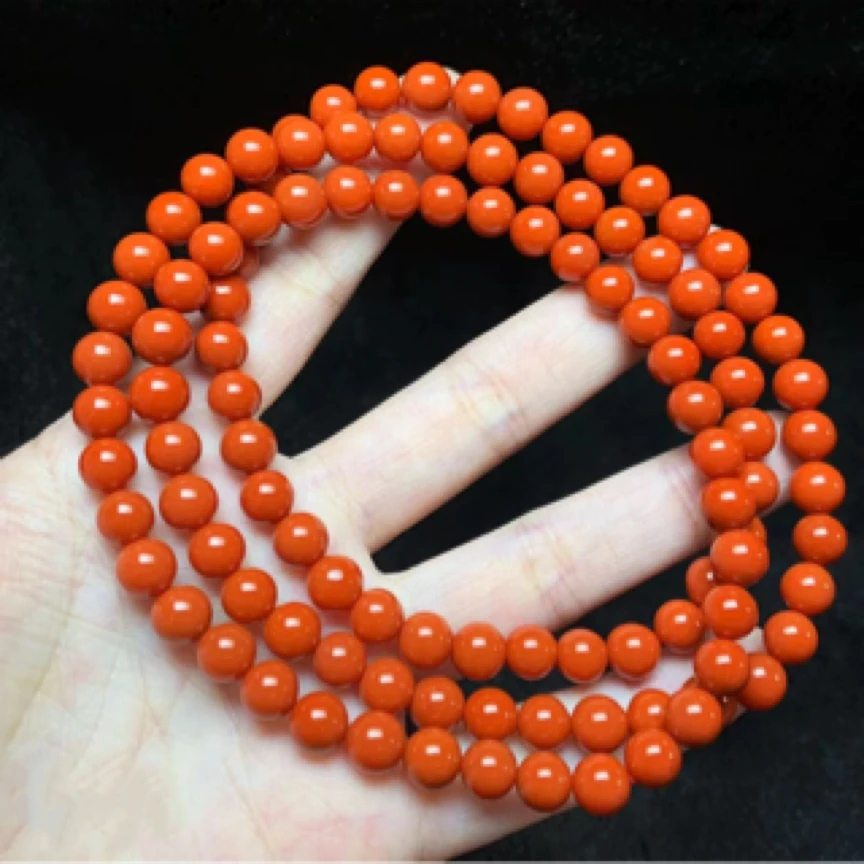 非金属珐琅手链 【藏珠阁】楠鸿 保山柿子红多圈时尚手链5.8mm