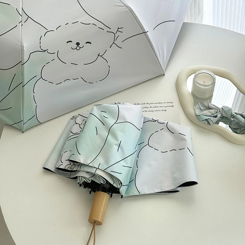 可爱雨伞女晴雨两用全自动折叠黑胶防晒小巧太阳伞防紫外线遮阳伞