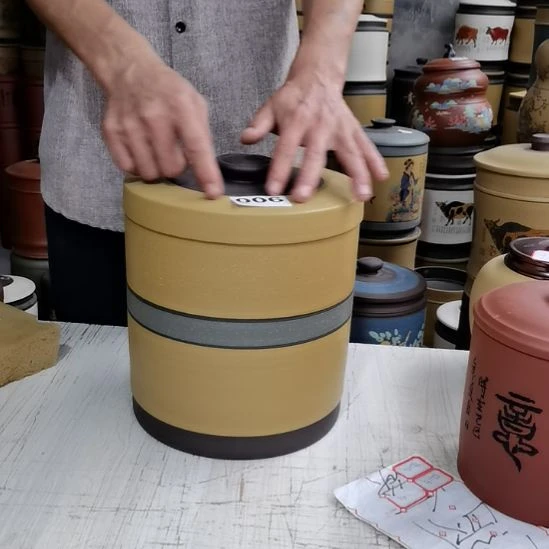 紫砂茶叶罐正品八饼装茶叶罐006
