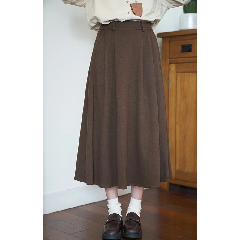 晒晒自制 呢子A字宽松大摆半身伞裙中长高腰显瘦女秋冬小个子