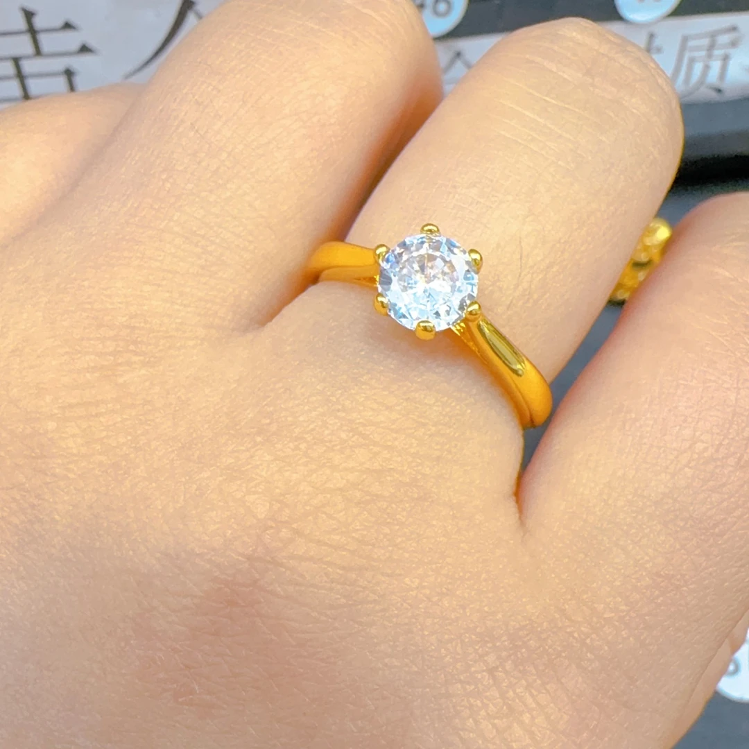 铜合金戒指 铜合金戒指 时尚简约开口可调节金色戒指54