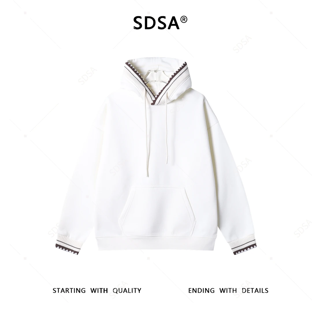 SDSA男士秋冬新款痞帅男装韩版简约拼接针织连帽卫衣百搭简约上衣