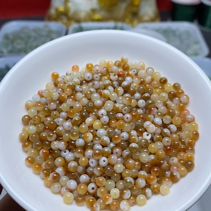 翡翠未镶嵌手链卡4鸳鸯黄50个