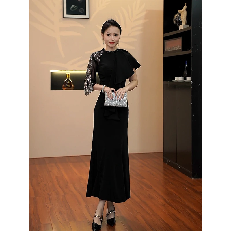 GERUIOUDIAN/格芮欧典3245法式气质圆领设计感礼服收腰显瘦连衣裙