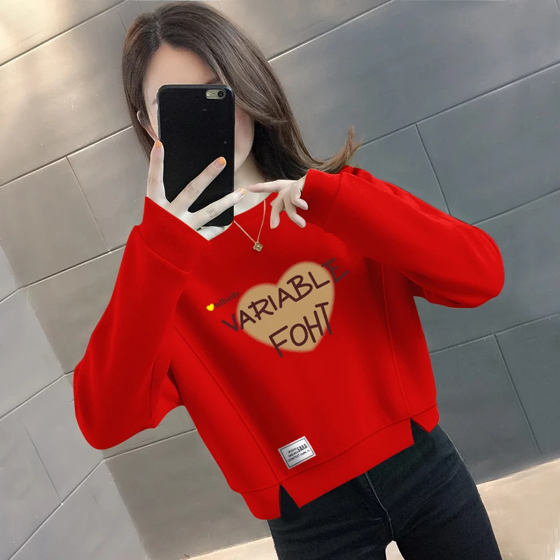 春秋女款卫衣宽松上衣女韩版慵懒风2025潮款长袖韩版圆领印花