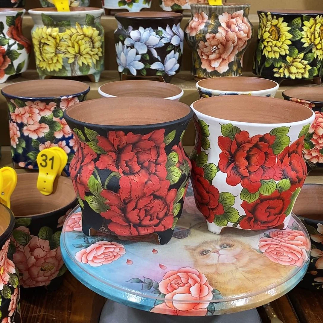 景德镇精品手绘花盆。11.5/12.5