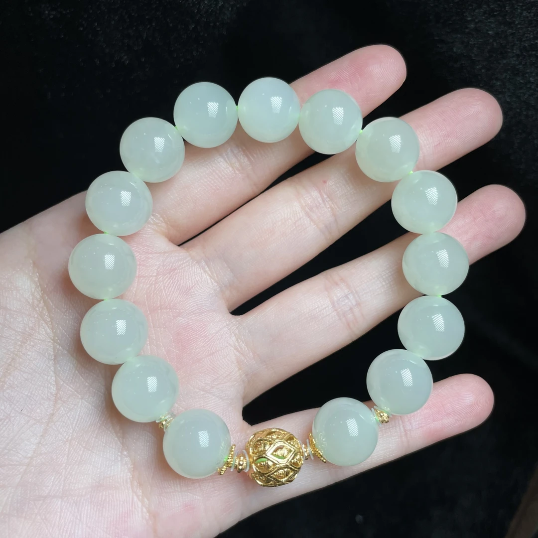 【玉总珠宝】925银和田玉晴水手串高级感手链多样性发一CAN061101