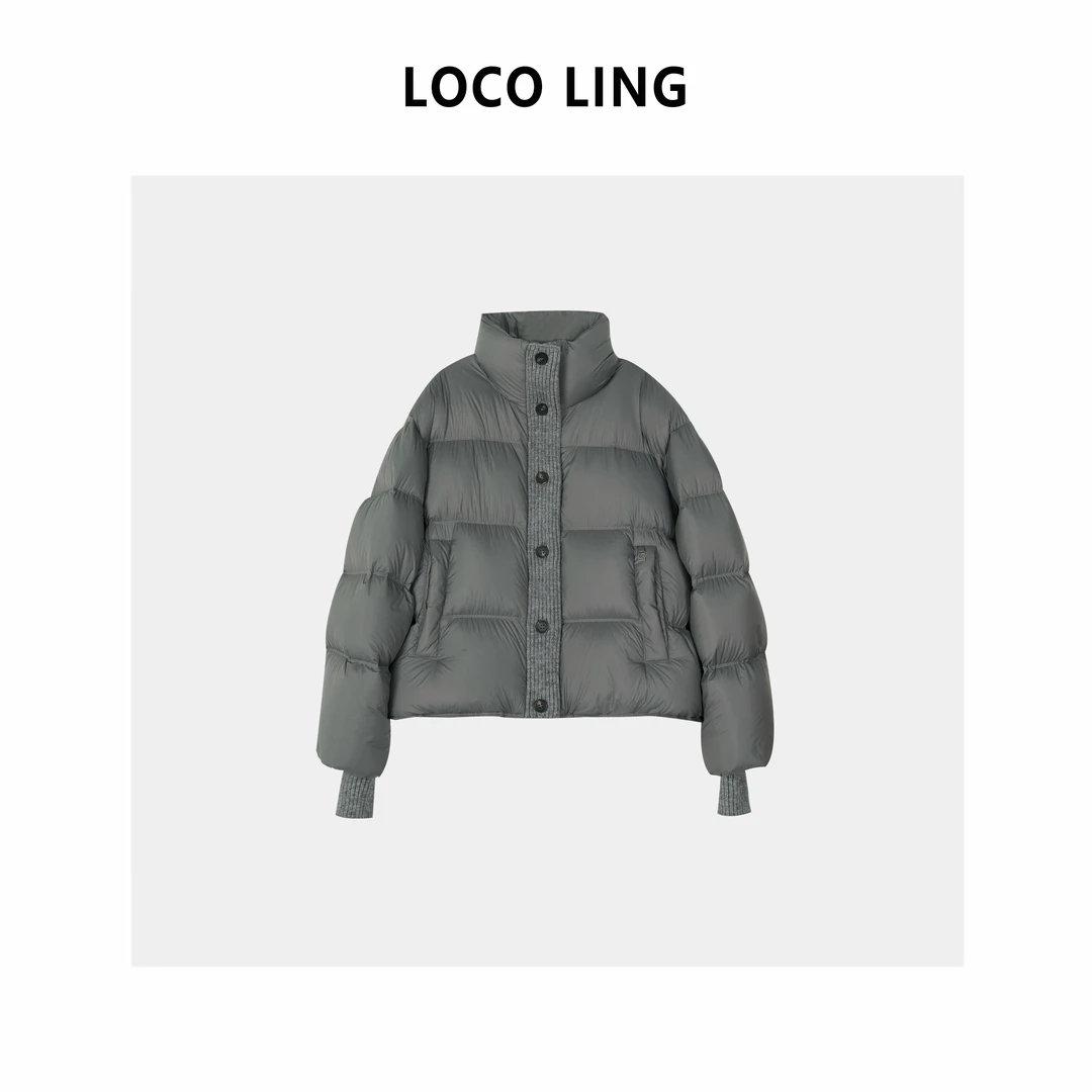 LOCO首尔鹅 韩订单款针织拼接冬季加厚羽绒鹅绒服外套LOYRF84