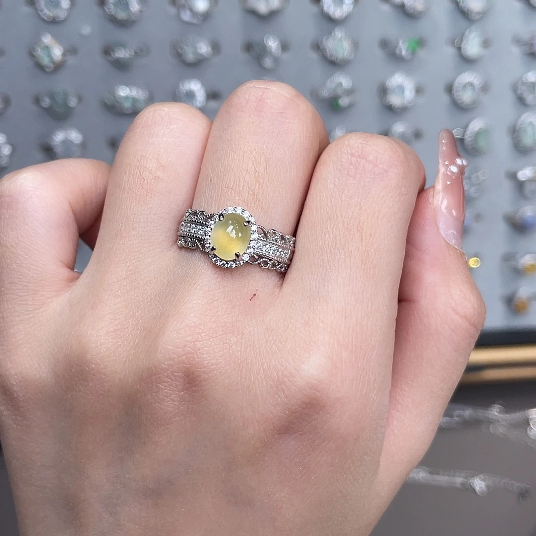 翡翠银S925镶嵌戒指