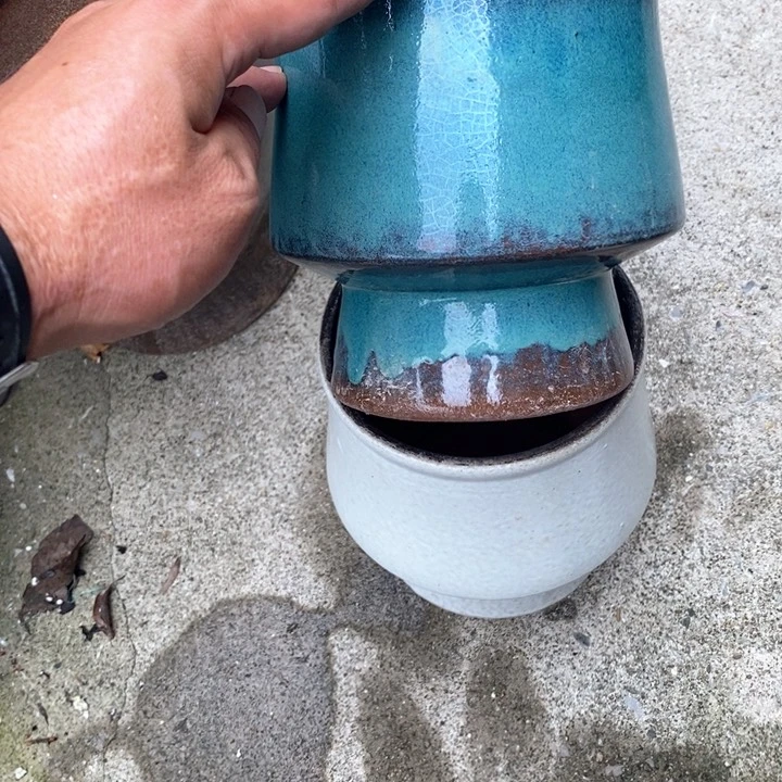 紫砂花盆高14口13瑕疵一对
