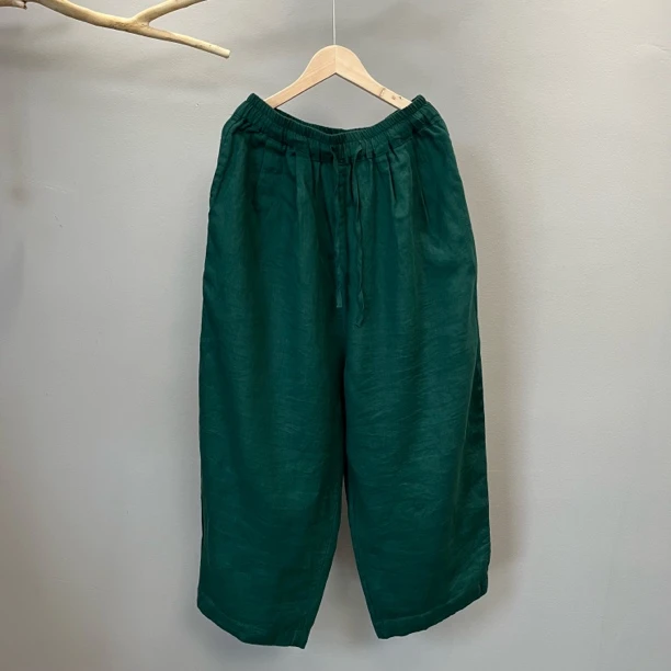 6127新款100纯亚麻阔腿裤女裤高腰纯色宽松显瘦时尚百搭直筒裤