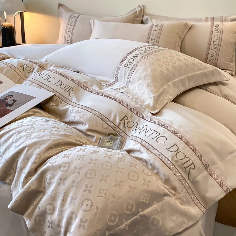 品牌撤柜专享高级纯棉贡缎提花四件套轻奢被套床单床笠高端欧式套