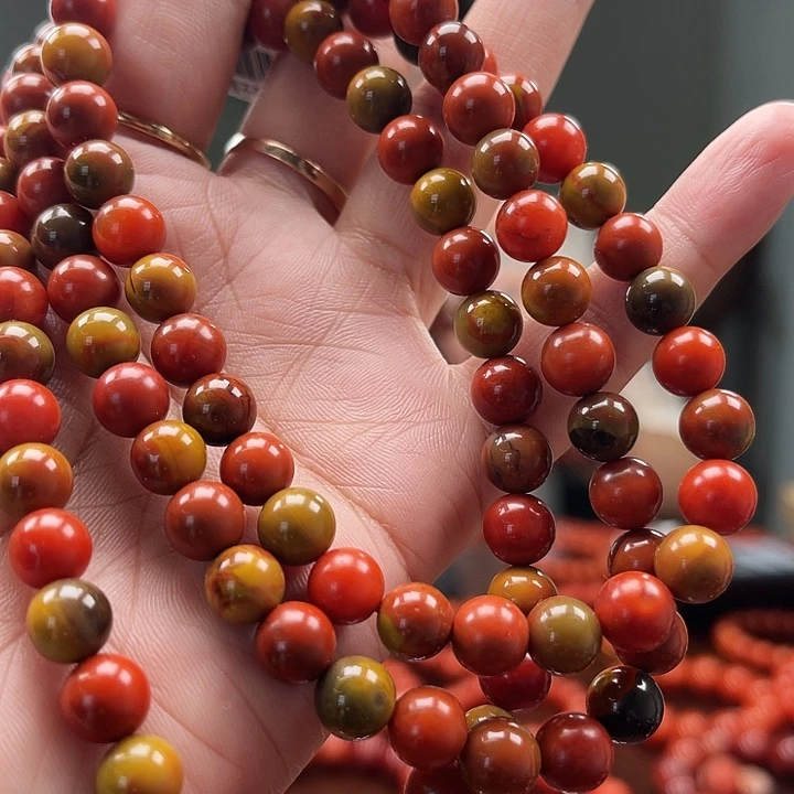 南红玛瑙未镶嵌大山包包浆圆珠多圈7mm