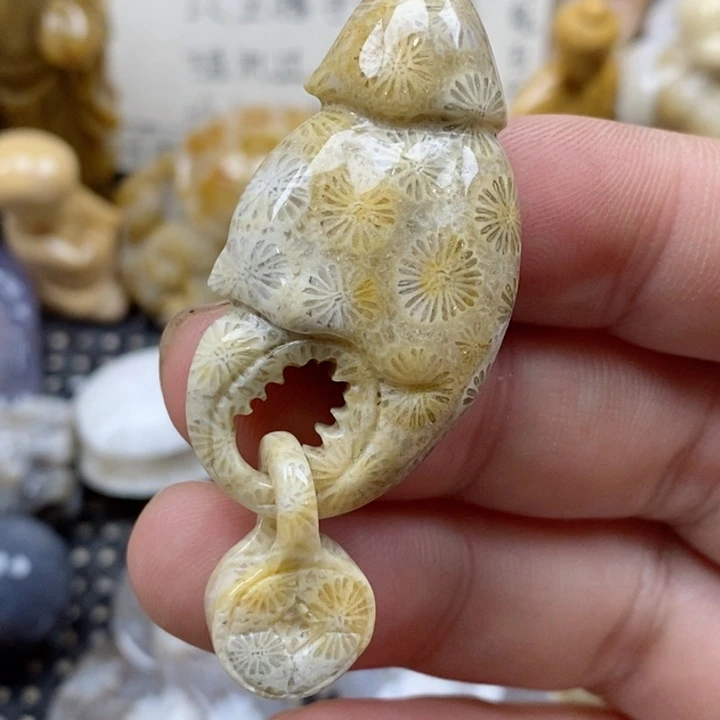颈饰未镶嵌硅化珊瑚（珊瑚玉）