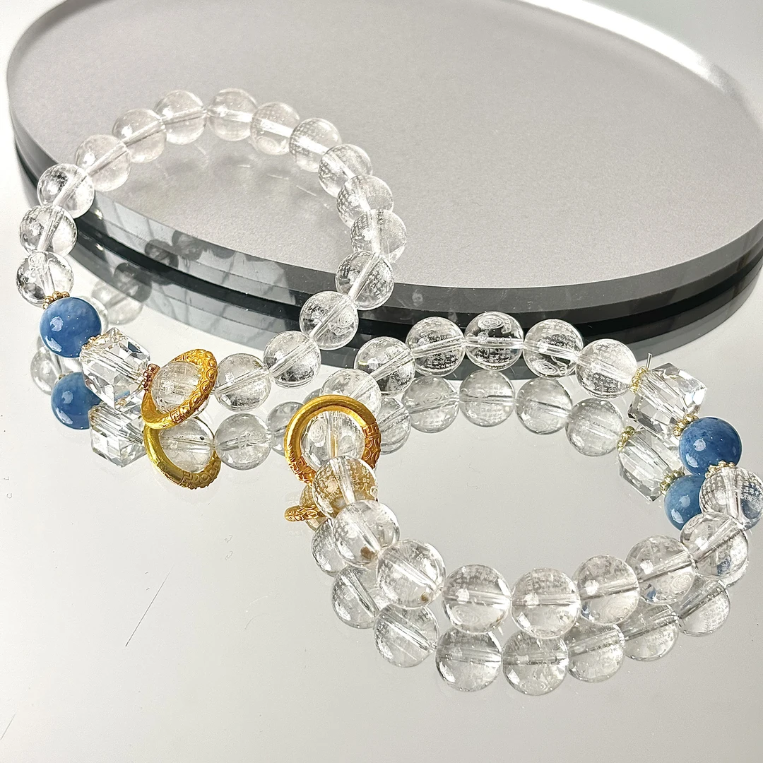 【接米】白水晶海蓝宝10mm手串面小仙多样性发其一