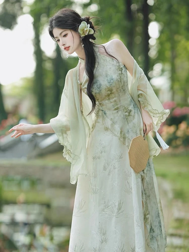 飘逸长裙连衣裙汉服夏季日常中国风仙气汉元素气质少女复古春夏